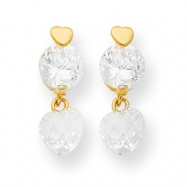 Picture of 14k CZ Heart Dangle Post Earrings