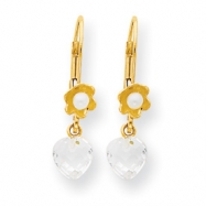 Picture of 14k Flower CZ/Freshwater Cultured Pearl Leverback Earrings