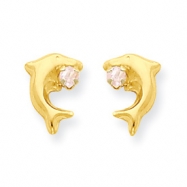 Picture of 14k Dolphin w/Pink CZ Post Earrings