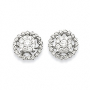 Picture of 14K White Gold Large Flower & Jacket Diamond Post Earrings