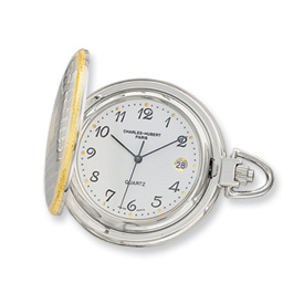 Picture of Charles Hubert 14k Gold-plated Two-tone White Dial Pocket Watch