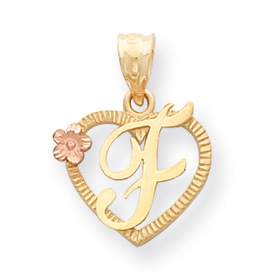 Picture of 14k Two-Tone Initial F in Heart Charm
