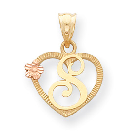 Picture of 14k Two-Tone Initial S in Heart Charm