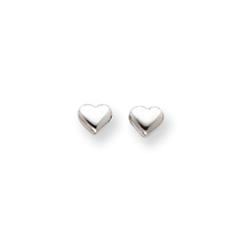 Picture of 14k White Gold Small Puffed Heart Earrings