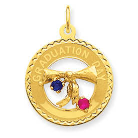 Picture of 14k Graduation Day Charm with Synthetic Stones Charm