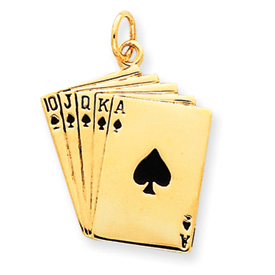 Picture of 14k Enameled Royal Flush Playing Cards Charm