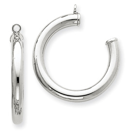 Picture of 14k White Gold Polished Tube Hoop Earring Jackets