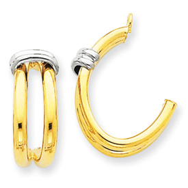 Picture of 14k Two-tone Polished Double J-Hoop Earring Jackets