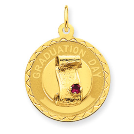 Picture of 14k Graduation Day Charm with Red Synthetic Stone Charm