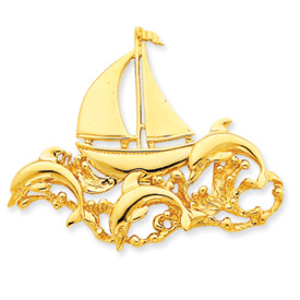 Picture of 14k Polished Fits up to 6mm & 8mm Sailboat & Dolphin Slide
