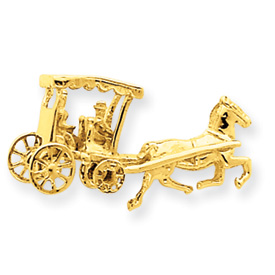 Picture of 14k Solid Polished 3-Dimensional Horse & Carriage Charm