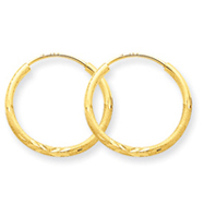Picture of 14K Gold 1.5x17mm Satin Diamond-Cut Endless Hoop Earrings