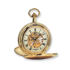 Picture of Charles Hubert 14k Gold-plated White Dial with Date Pocket Watch
