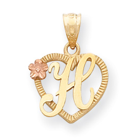 Picture of 14k Two-Tone Initial H in Heart Charm