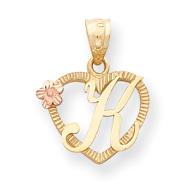 Picture of 14k Two-Tone Initial K in Heart Charm
