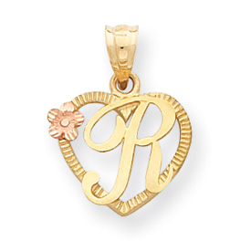 Picture of 14k Two-Tone Initial R in Heart Charm