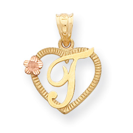 Picture of 14k Two-Tone Initial T in Heart Charm