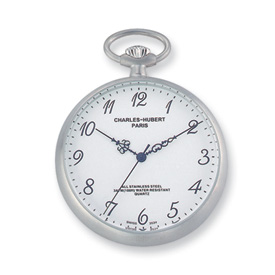 Picture of Charles Hubert Solid Stainless Steel White Dial Pocket Full Face Watch