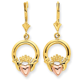 Picture of 14k Claddagh Leverback Earrings