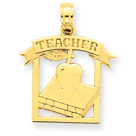 Picture of 14k Polished Flat-Backed Teacher Frame Pendant
