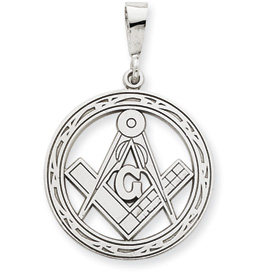 Picture of 14k White Gold Large Masonic Pendant