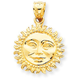 Picture of 14k Solid Polished 3-Dimensional Sun Pendant