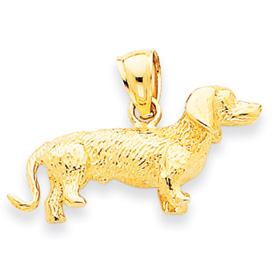 Picture of 14k Solid Polished 3-Dimensional Wire Haired Dachshund Charm