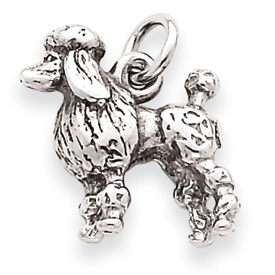 Picture of 14k White Gold Solid 3-Dimensional Poodle Charm
