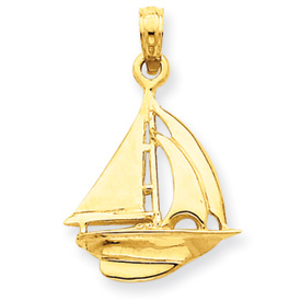 Picture of 14k Polished Open-Backed Sailboat Pendant