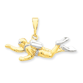 Picture of 14k & Rhodium Polished Open-Backed Scuba Diver Pedant