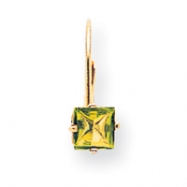 Picture of 14k 5mm Princess Cut Peridot leverback earring