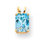 Picture of 14k 8x6mm Emerald Cut Blue Topaz pendant