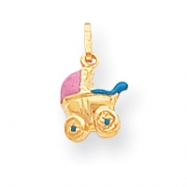 Picture of 14k Enameled 3-Dimensional Baby Carriage Charm