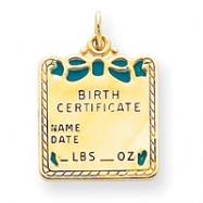 Picture of 14k Enameled Blue Engraveable Birth Certificate Charm