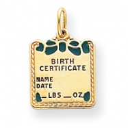 Picture of 14k Enameled Blue Engraveable Birth Certificate Charm