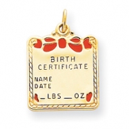 Picture of 14k Enameled Pink Engraveable Birth Certificate Charm