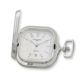 Picture of Charles Hubert 14k Gold-plated Two-tone Chrome Square Pocket Watch