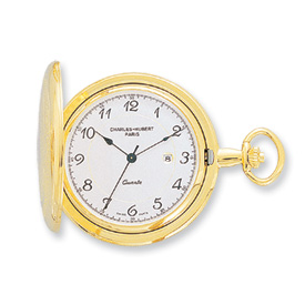 Picture of Charles Hubert 14k Gold-plated White Dial with Date Pocket Watch