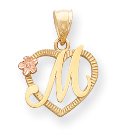 Picture of 14k Two-Tone Initial M in Heart Charm