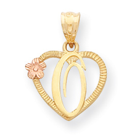 Picture of 14k Two-Tone Initial O in Heart Charm
