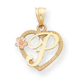 Picture of 14k Two-Tone Initial P in Heart Charm