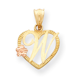 Picture of 14k Two-Tone Initial W in Heart Charm