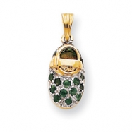 Picture of 14k & Rhodium Prong-Set May/Emerald Baby Shoe Charm