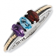 Picture of Sterling Silver & 14k Three-stone Mother's Ring Mounting ring