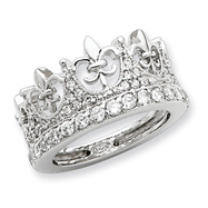 Picture of Sterling Silver Fleur-de-lis Crown CZ Ring