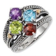 Picture of Sterling Silver & 14k Four-stone Mother's Ring Mounting ring