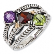 Picture of Sterling Silver & 14k Three-stone Mother's Ring Mounting ring