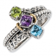 Picture of Sterling Silver & 14k Three-stone Mother's Ring