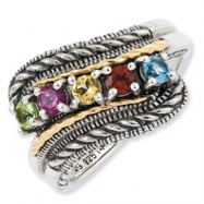 Picture of Sterling Silver & 14k Five-stone Mother's Ring Mounting ring