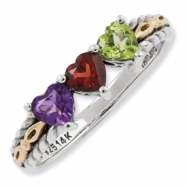 Picture of Sterling Silver & 14k Three-stone Mother's Ring Mounting ring